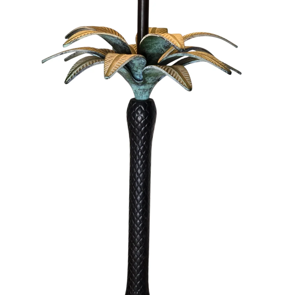 Bombay Co Palm Tree Lamp Bronze Color Bone Horn Tile Shade Tropical Tiki Coastal - Picture 4 of 12